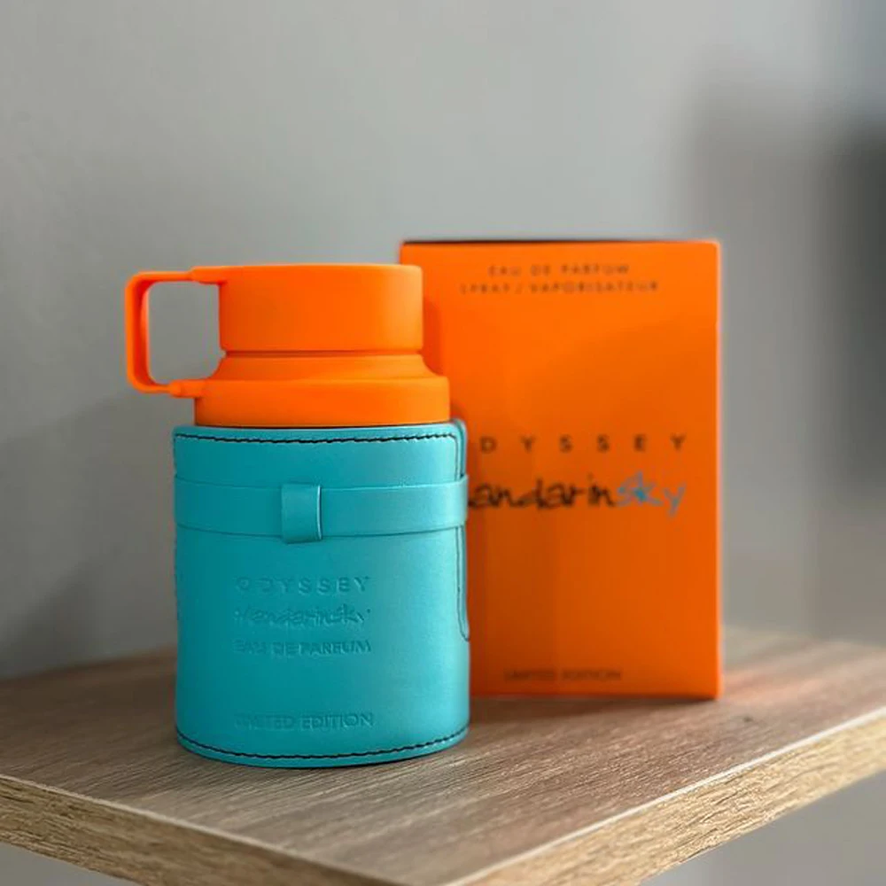 Perfume para Hombre 100ml Diseño Termo - Aroma Cítrico Acuático, Spray EDP de Larga Duración, Botella Azul y Naranja, Regalo Único para Él