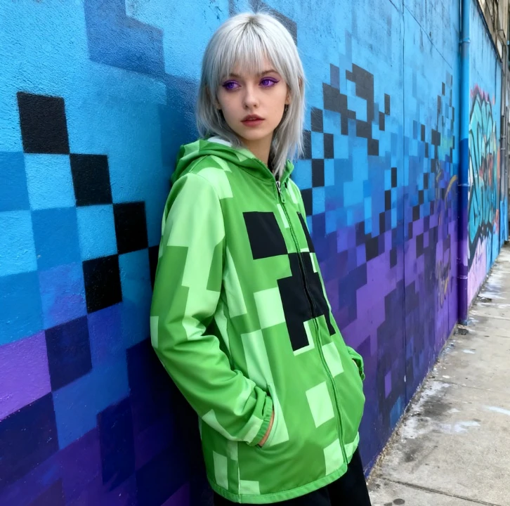 Kostium Cosplay MC z Gry Zielony Uroczy Płaszcz w Kratę Dziewczęce Codzienne Komplety Kurtka Ubrania Świąteczne Strój na Halloween dla Dzieci i Dorosłych