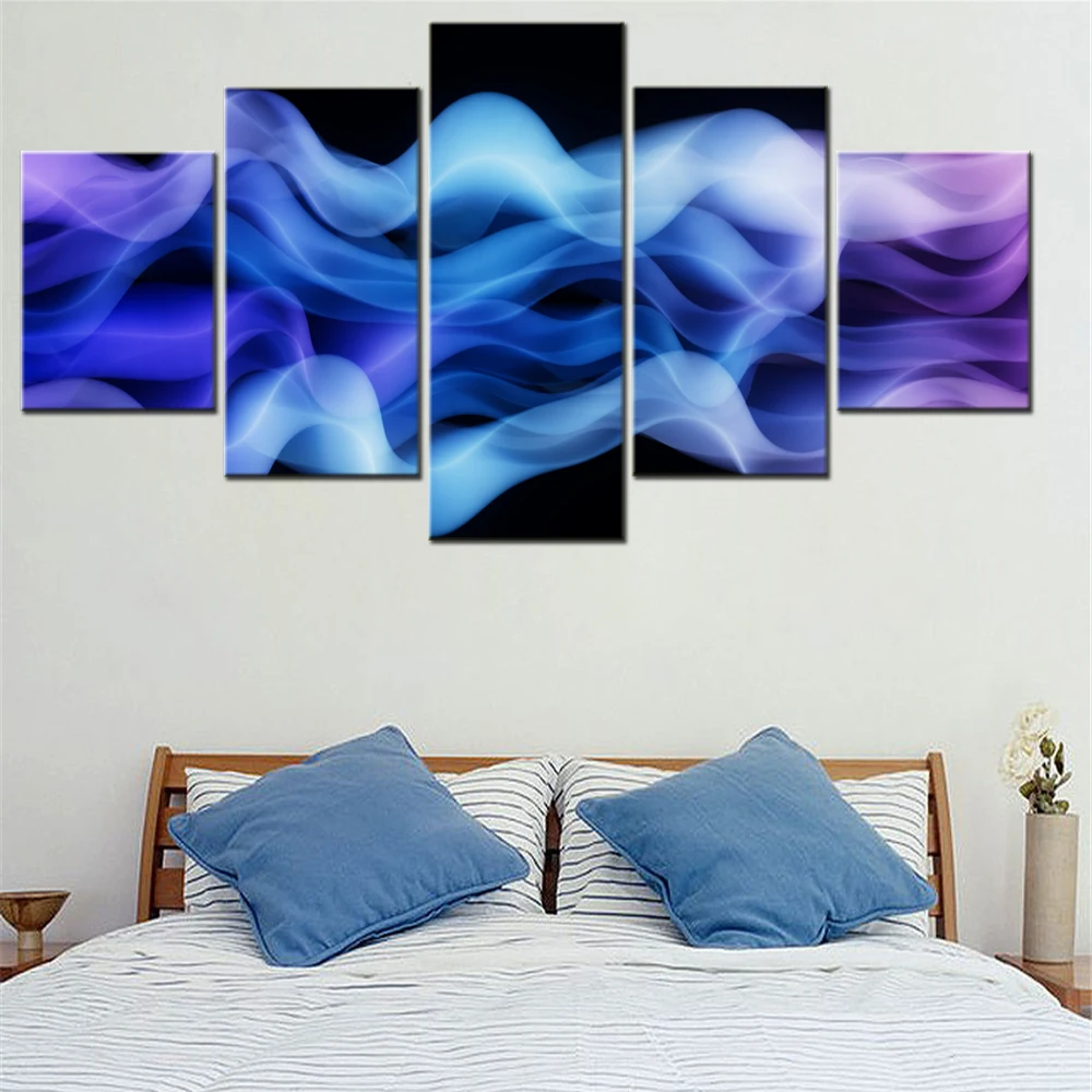 

5 Pieces Canvas Wall Arts Poster Painting Abstract Abstract Waves Microsoft Design Wallpaper Home Decor Picture Printing Artwork