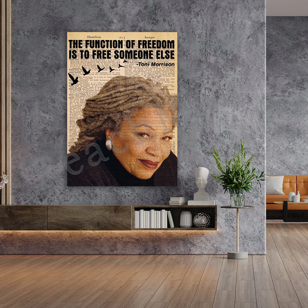 toni morrison poster, toni morrison quote print, freedom functions to make others free, toni morrison portrait poster