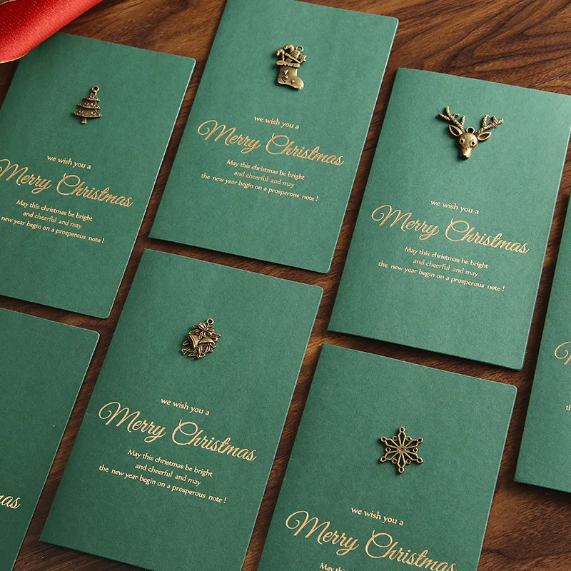 1/6 Stuks Goud Reliëf Chrismas Kaart Wenskaarten Vrolijk Kerstfeest Uitnodigingen Brief Wenskaarten Met Envelop Stickers Rood