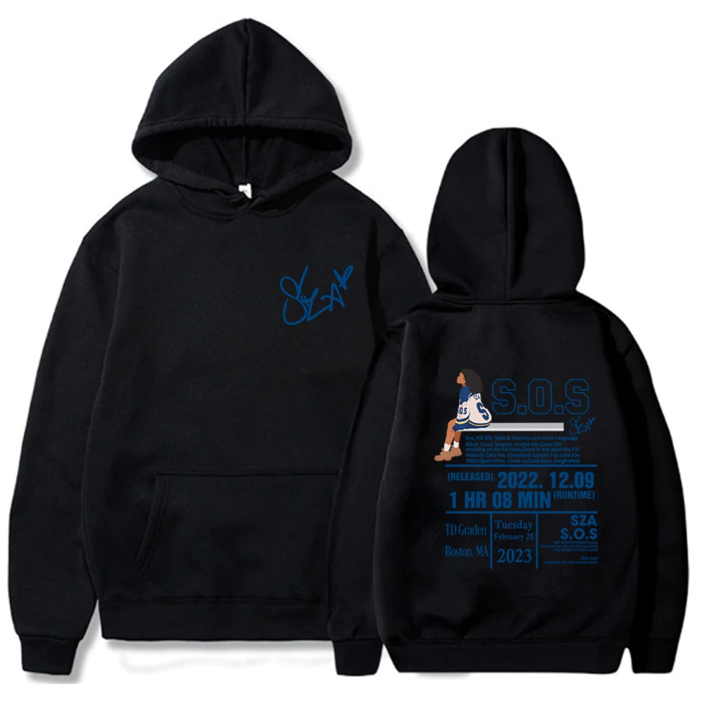

2023 Men's Women's Vintage Hoodies SZA Music Album SOS Graphic Hoodie for Women Harajuku Sweatshirt Hip Hop Streetwear Tops