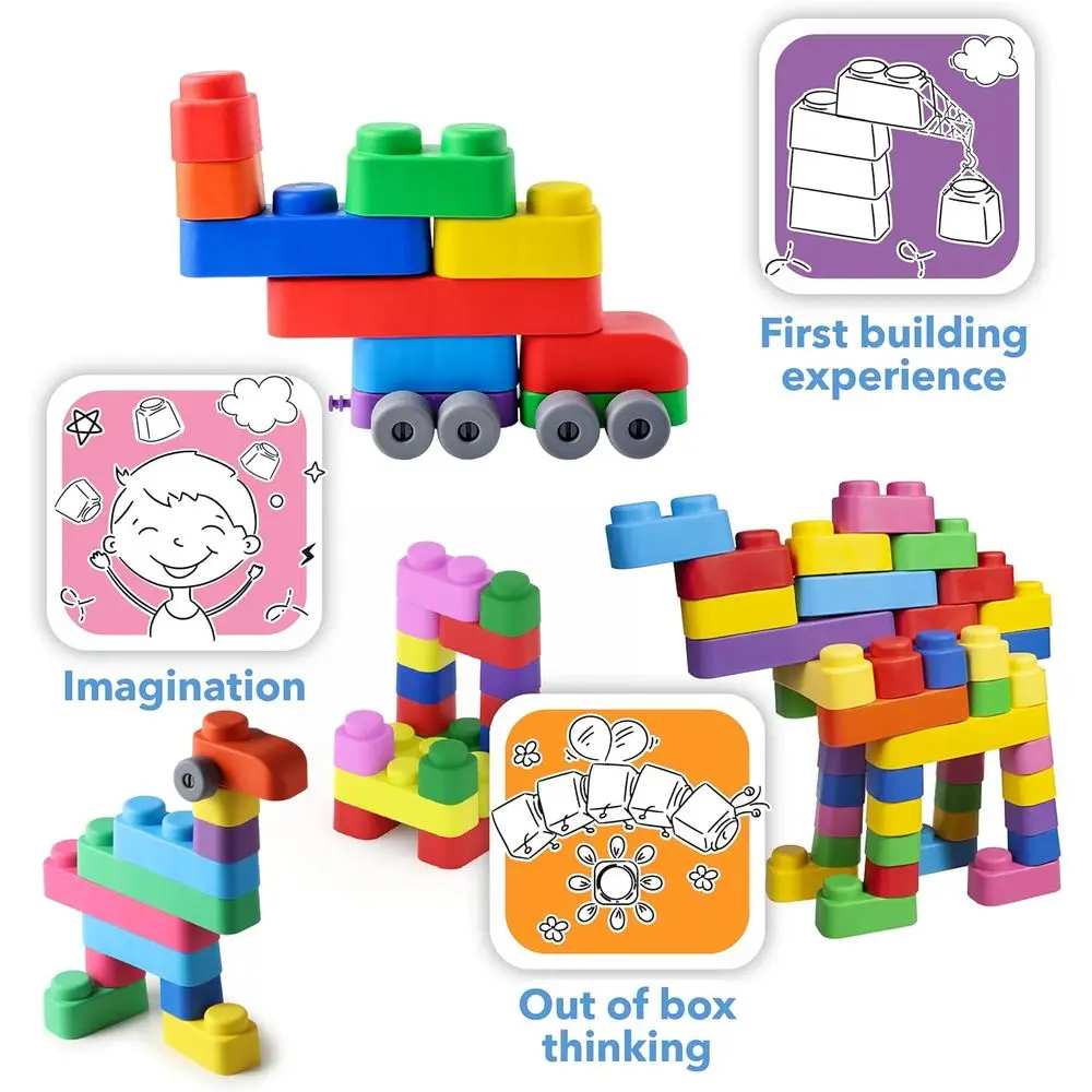 Toddler-Friendly Soft Building Blocks, 81-Piece STEM Set, Promotes Creativity & Motor Skills for Ages 1-3
