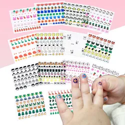 15pcs Kids Cartoon Nail Stickers Shiny Cute Flowers Animals Colorful Nail Accessory Ornaments DIY Decal Children Toy Girl Gifts