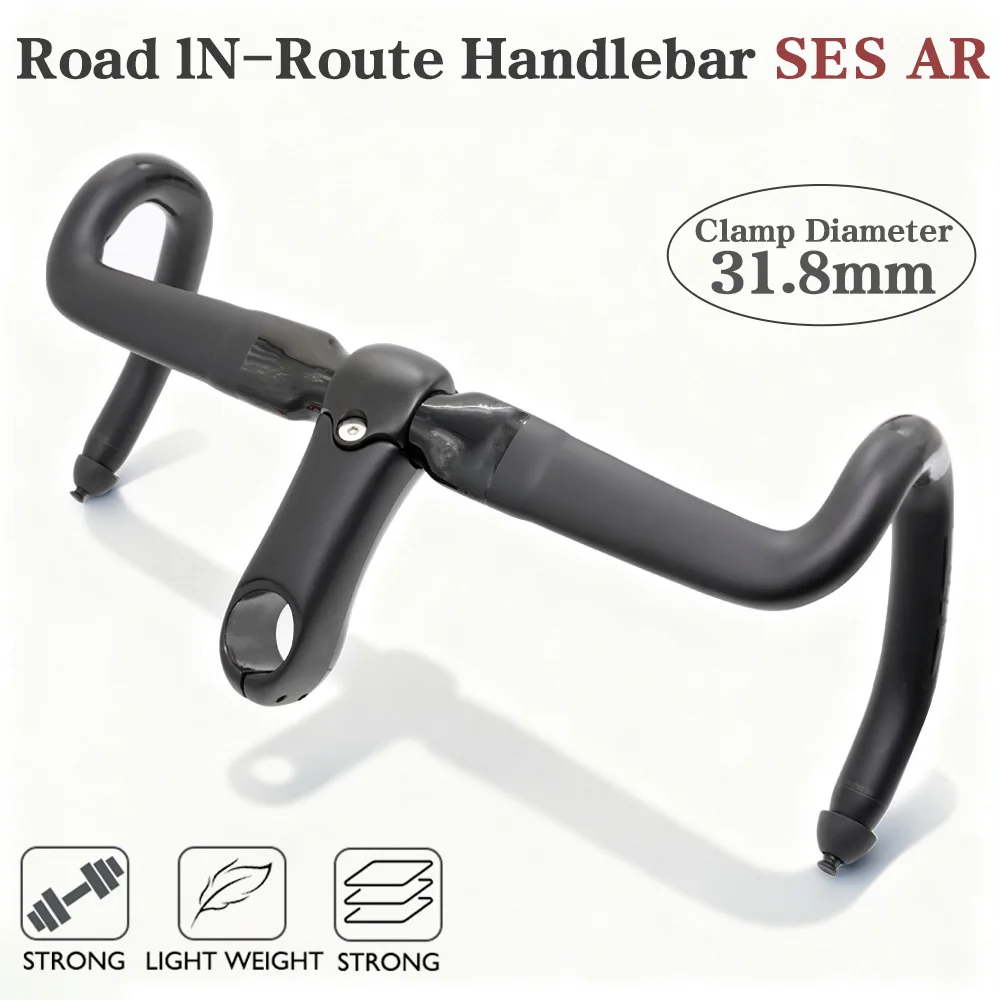 

SES AR Carbon Fiber Road Handlebar，Dual-Hole Cable Routing Stem,Internal and External Wiring,Racing Curved Handlebar for Gravel