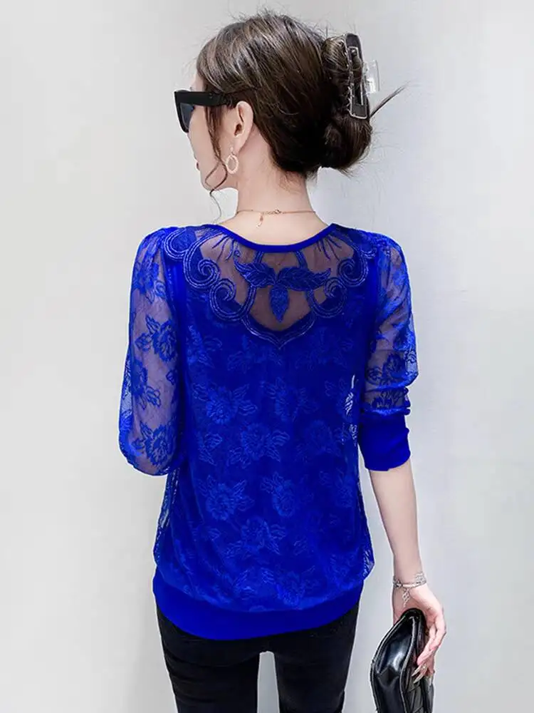 2025 프렌치 스타일 레이스 고품질 브이넥 백리스 시스루 티셔츠 봄 여름 여성 반팔 우아한 패션 스트리트웨어