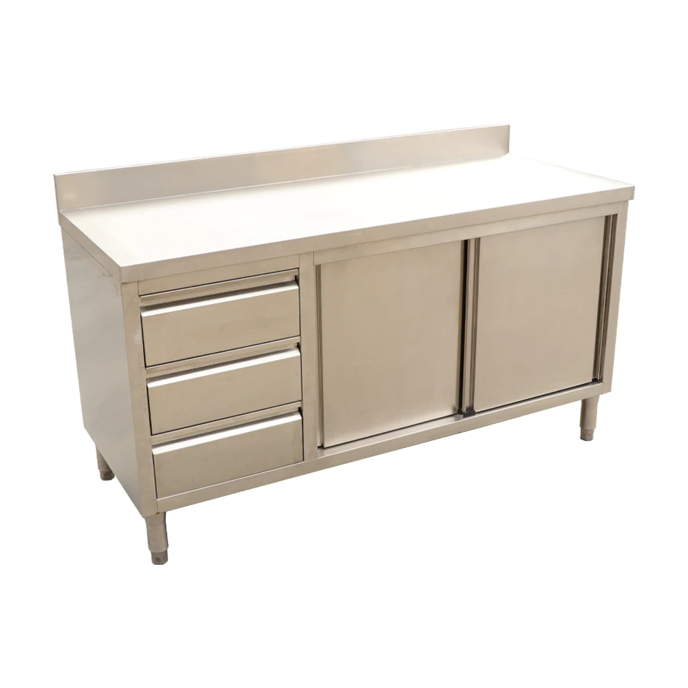 Three-Drawer Stainless Steel Kitchen Table Cabinet For Hotels And Restaurants