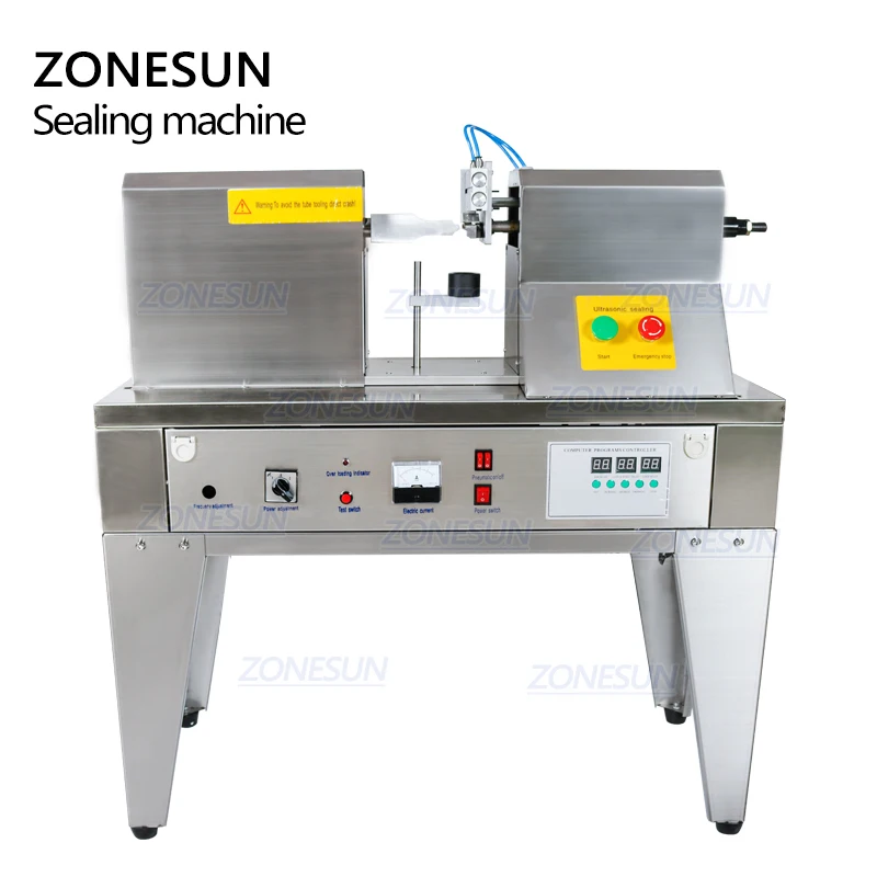 ZONESUN Plastic Tube Sealing Machiner Ultrasonic Soft Hose Sealer Equipment Tool Composite Hose Welding Cosmetic Cream Container