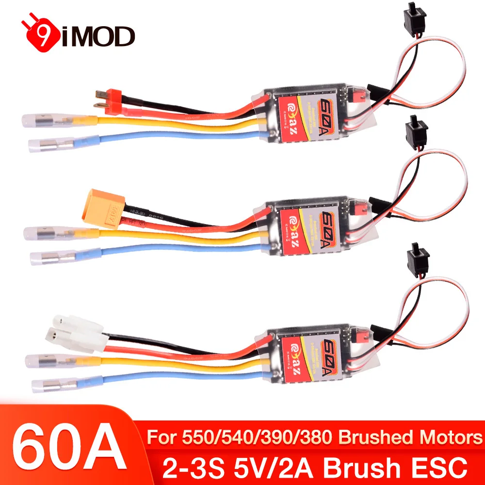 

9IMOD 60A Brushed ESC 2-3S 5V/2A For 380/390/540/550 Brushed Motors For 1/16 1/12 1/10 Car