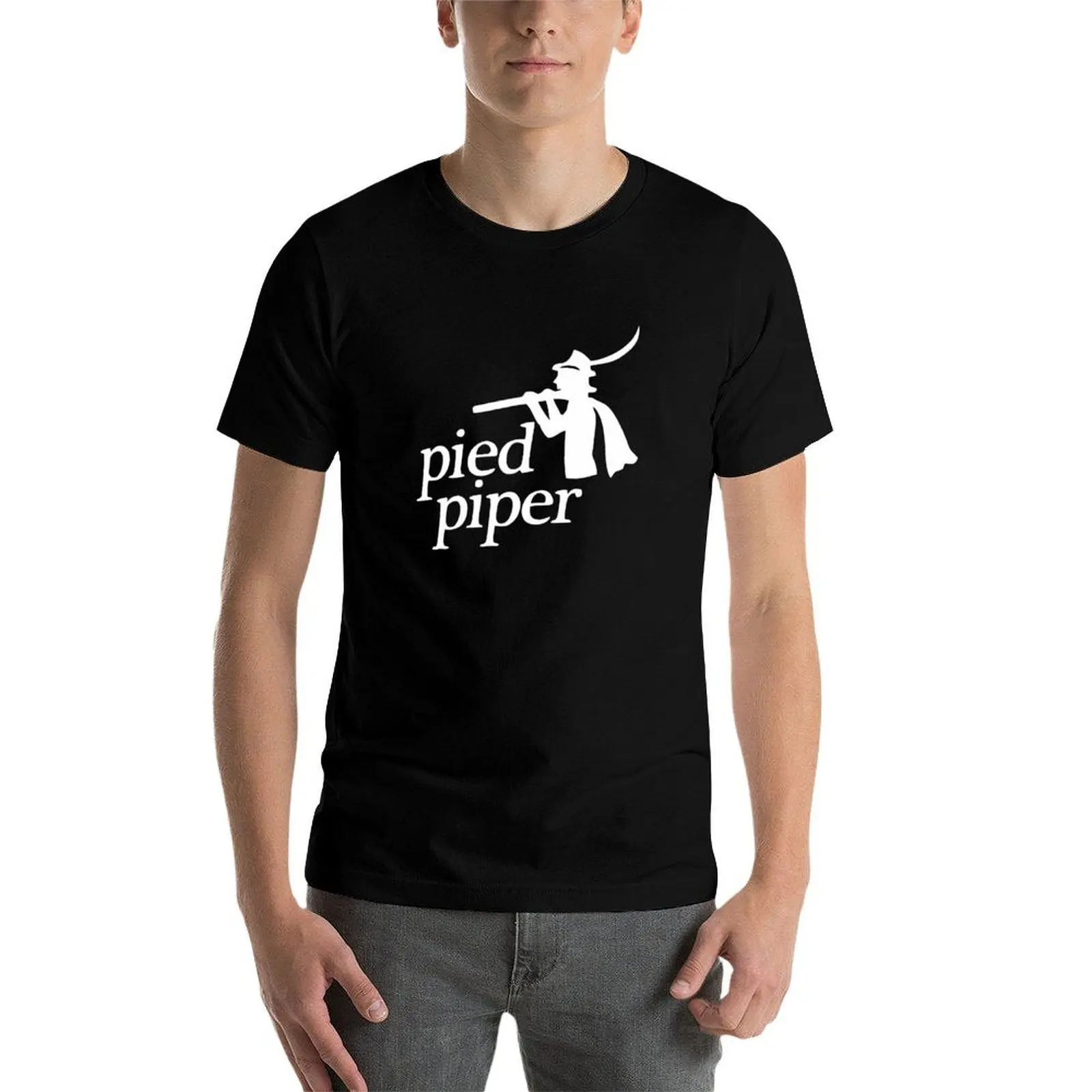 Pied Piper-Silicon Valley تي شيرت تي شيرت شخصية تي شيرت للرجل القطن رجل تي شيرت القطن تي شيرت