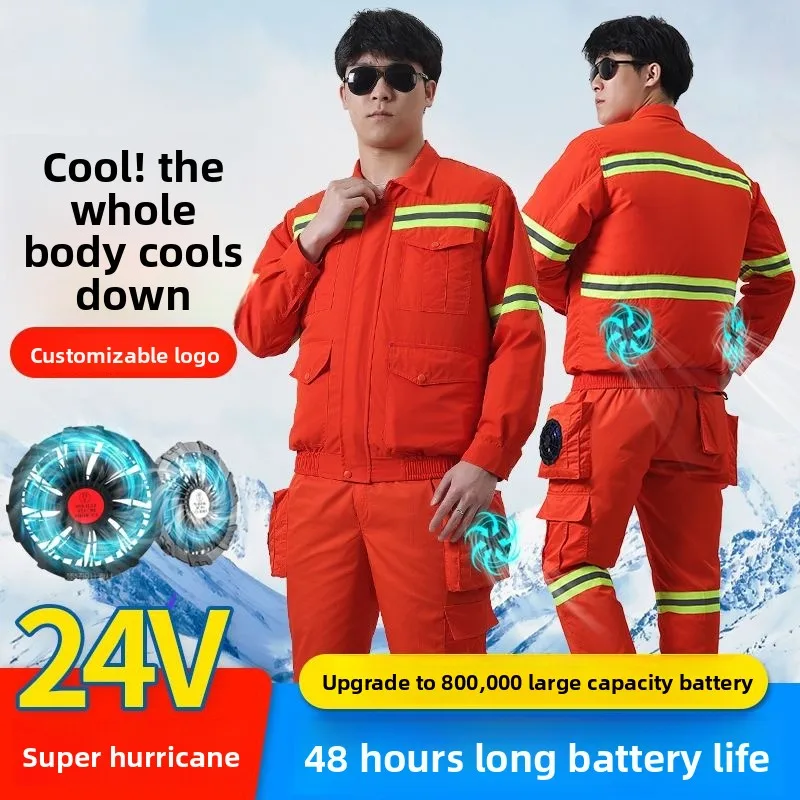summer-cooling-air-conditioning-clothing-reflective-strips-sanitation-heatstroke-prevention-outdoor-work-clothes-uniforms