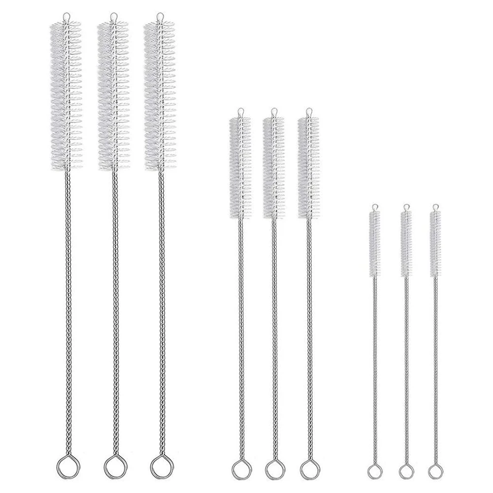 9pcs Cleaning Brush Set Reusable Test Tube Long Straw Brush Bendable Pipe Tube Cleaner 3-Size for Tumbler/Sippy Cup/Bottle Tube