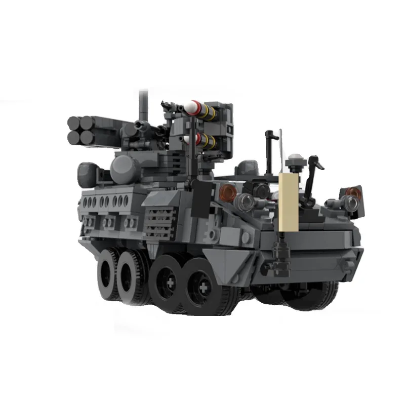 Hot New M1256 Tank WW2 Short-Range Air Defense armored car Missile Military Toys Building Blocks Assembling Kids Bricks