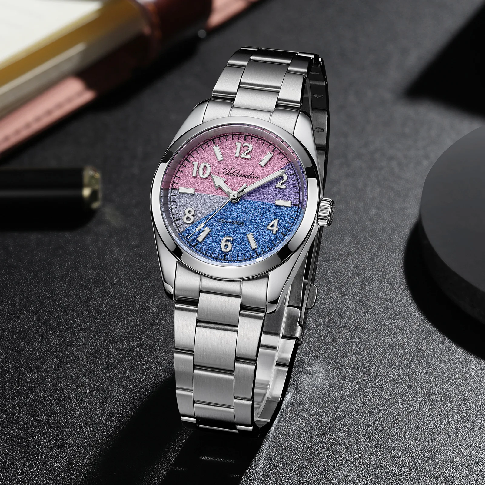 ADDIESDIVE Business Men Watch Stainless Steel 100M Waterproof Men's Diver Quartz Watches Sapphire Glass 2035 Relogios Masculino