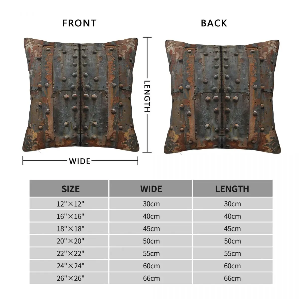 Industrial Metal Plate Rust Details Pillowcase Polyester Linen Velvet Creative Zip Decorative Bed Cushion Cover