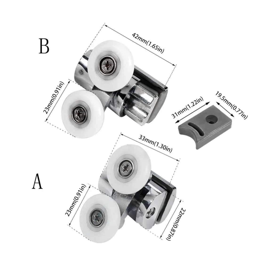 23mm Zinc Alloy Double Wheel Sliding Shower Door Roller Bearing for Shower Room Sliding Door