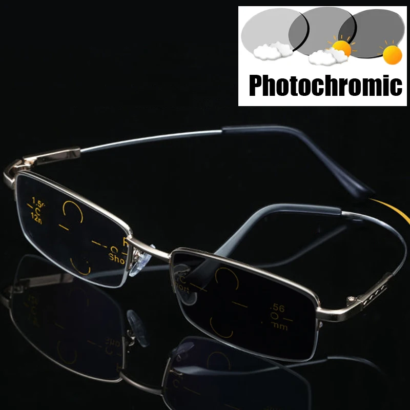 

Ultralight Photochromic Glasses for Women Male Luxury Smart Color Changing Sunglasses Finished Multifocal Presbyopia Eyewear