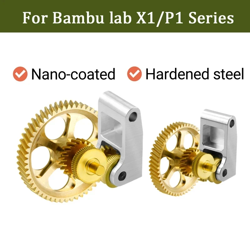 Verbesserte Extruder-Zahnradbaugruppe aus gehärtetem Stahl für Bambu Lab P1S P1P X1 Carbon X1C 3D-Drucker, DLC-nanobeschichtet, verschleißfest