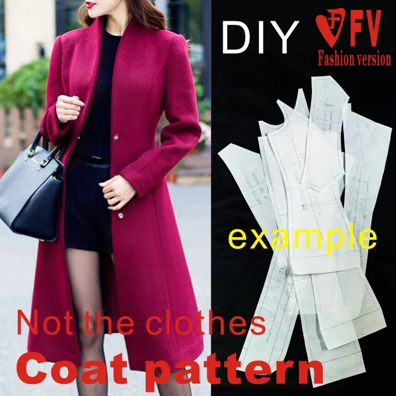 Ladies mid-length coat coat pattern garment sewing design drawing BFY-175