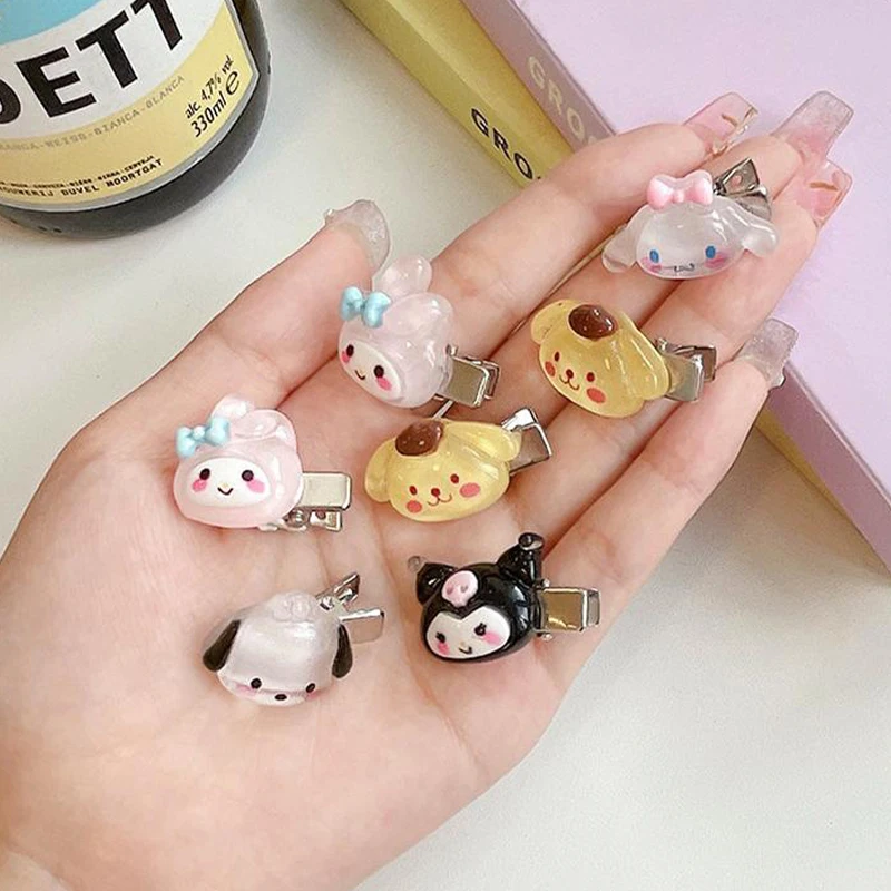 Sanrio Hairpin Kawaii Mymelody Kuromi Cinnamoroll Autumn New Girls' Cartoon Doll Hairpin Children's Hair Accessories