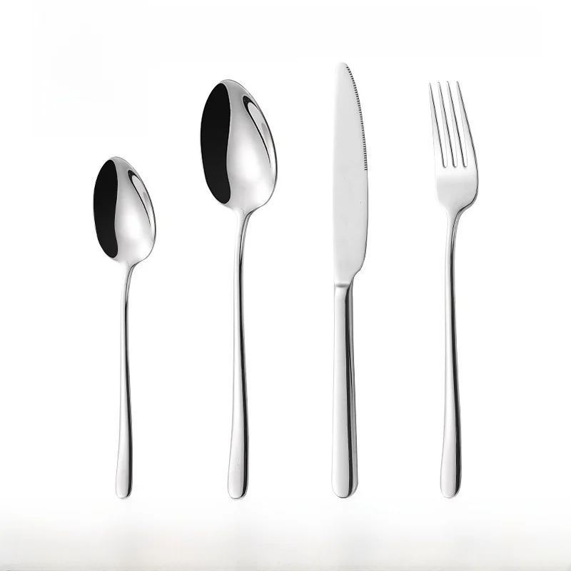 Stainless Steel Cutlery Set Hotel Quality Glossy Handle Dinnerware Spoon Fork Steak Knife Premium 304 Dessert Spoon Home Use