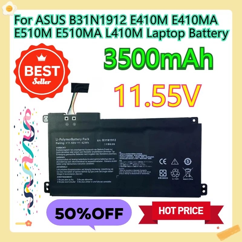 

For ASUS B31N1912 E410M E410MA E510M E510MA L410M Laptop Battery