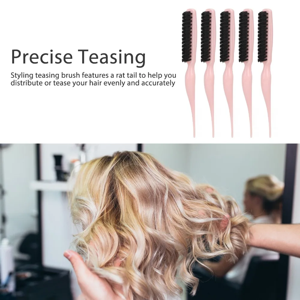 10pcs Compact Nylon Teasing Brush Ergonomic ABS Back Combing Brush Nylon Material Precision Boost Hair Volume Brush For Women