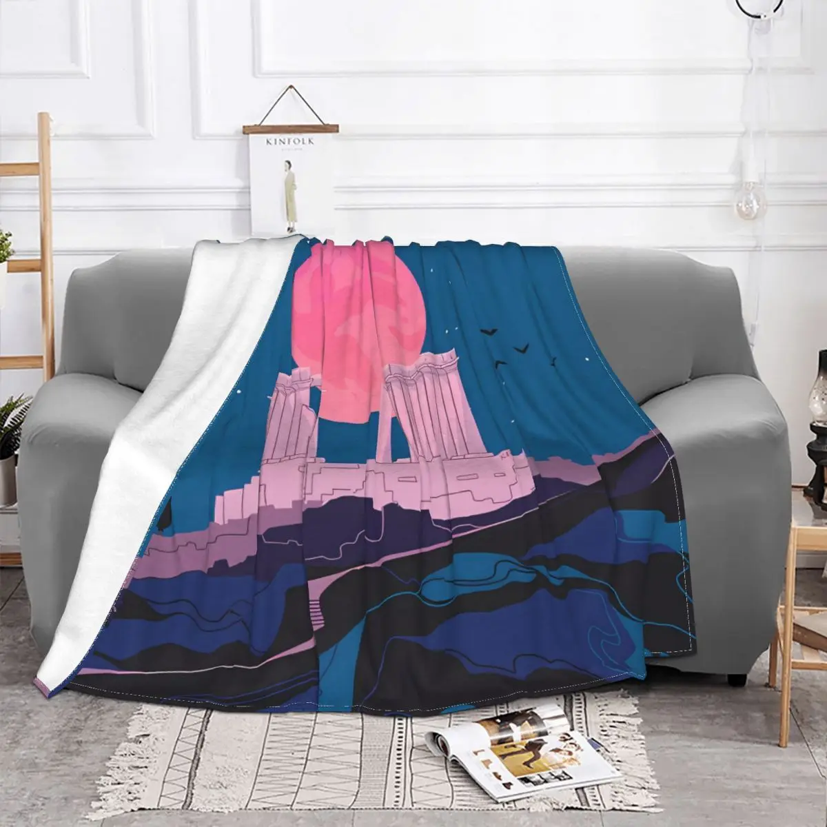 Ancient Greece Blanket Flannel Spring Autumn Temple Of Poseidon At Sounion Warm Throws For Winter Bedding