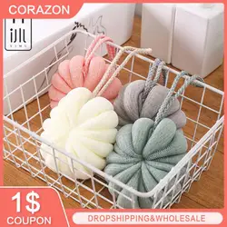 Large Pumpkin Bath Flower Ball Powerful Exfoliating Sponge PE Material Body Scrubber Flower Body Skin Cleaner Cleaning Tools