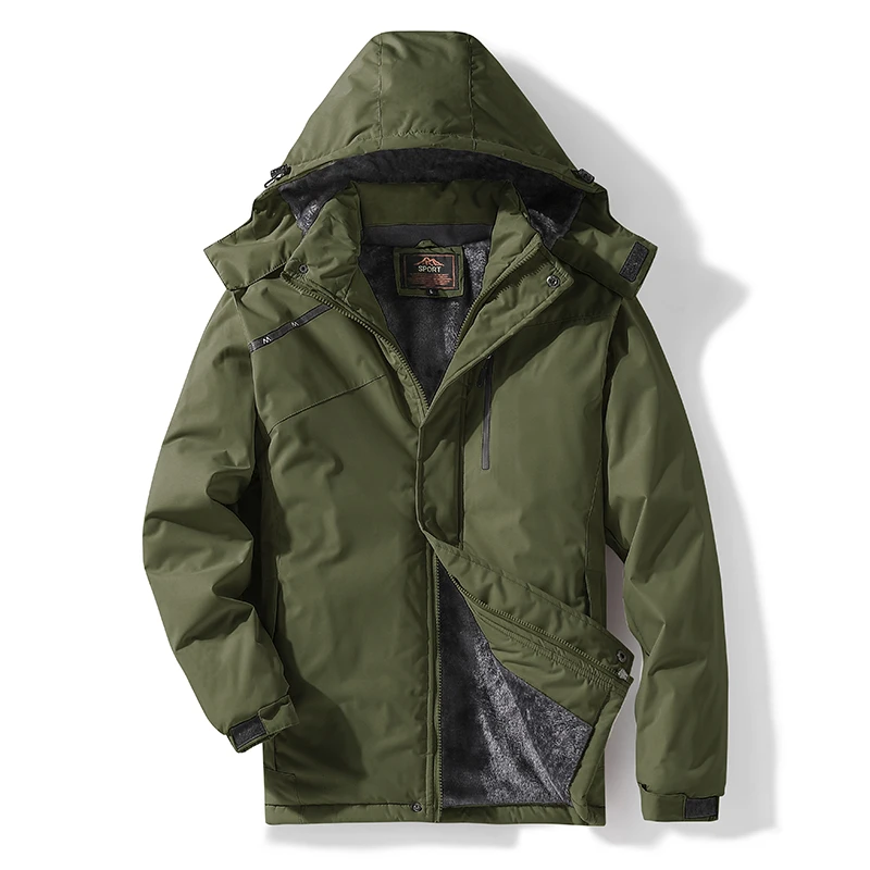 Winter Jacket Man Soft Shell Fleece Lined Outdoor Jacket Hooded Thick Warm Coat Men Windproof Waterproof Man Parkas Hiking Coats