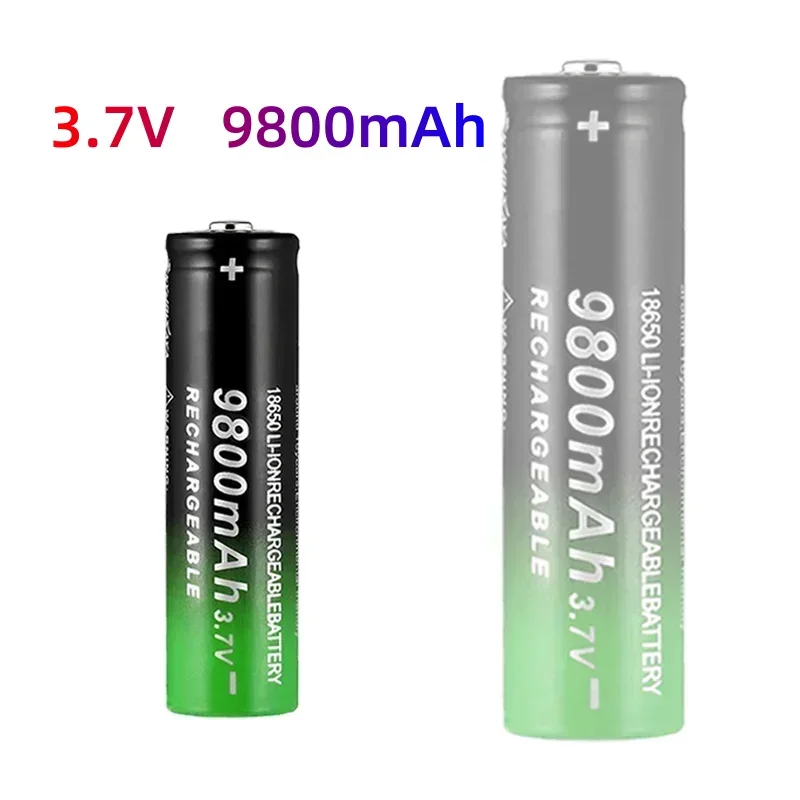 Baterías de litio recargables para linterna, 100%, 18650, 18650, 3,7 V, 9800mah, Cargador USB