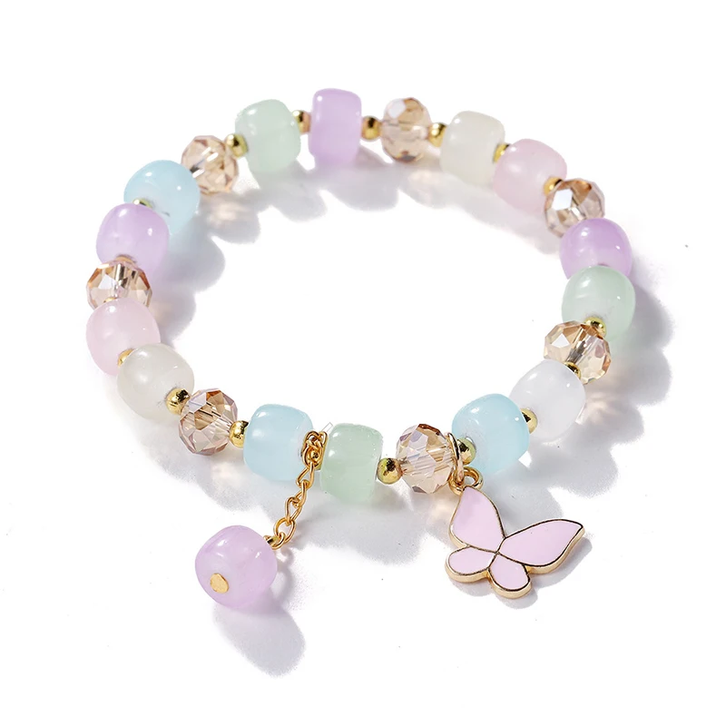 Frauen Mädchen Glasperlen Armband Schmetterling Form Anhänger Damen eleganten Charme Bacelet Schmuck Accessoires