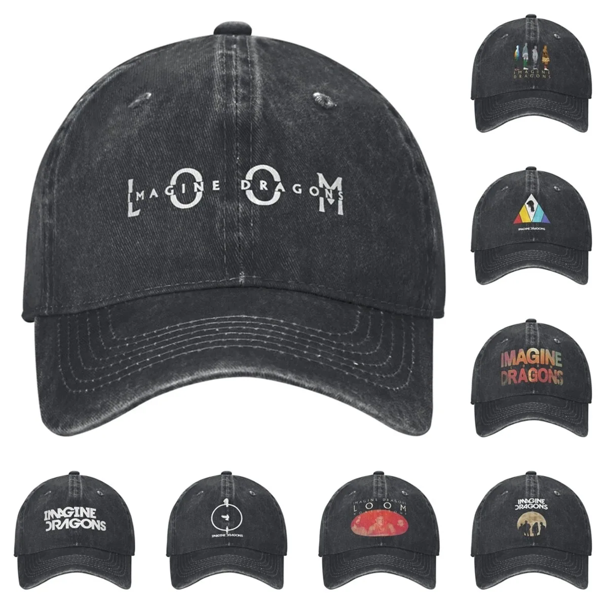 

Винтажные бейсболки Imagine Dragons Loom Album для мужчин и женщин, джинсовая шляпа Snapback с потертостями, музыкальная уличная регулируемая шапка