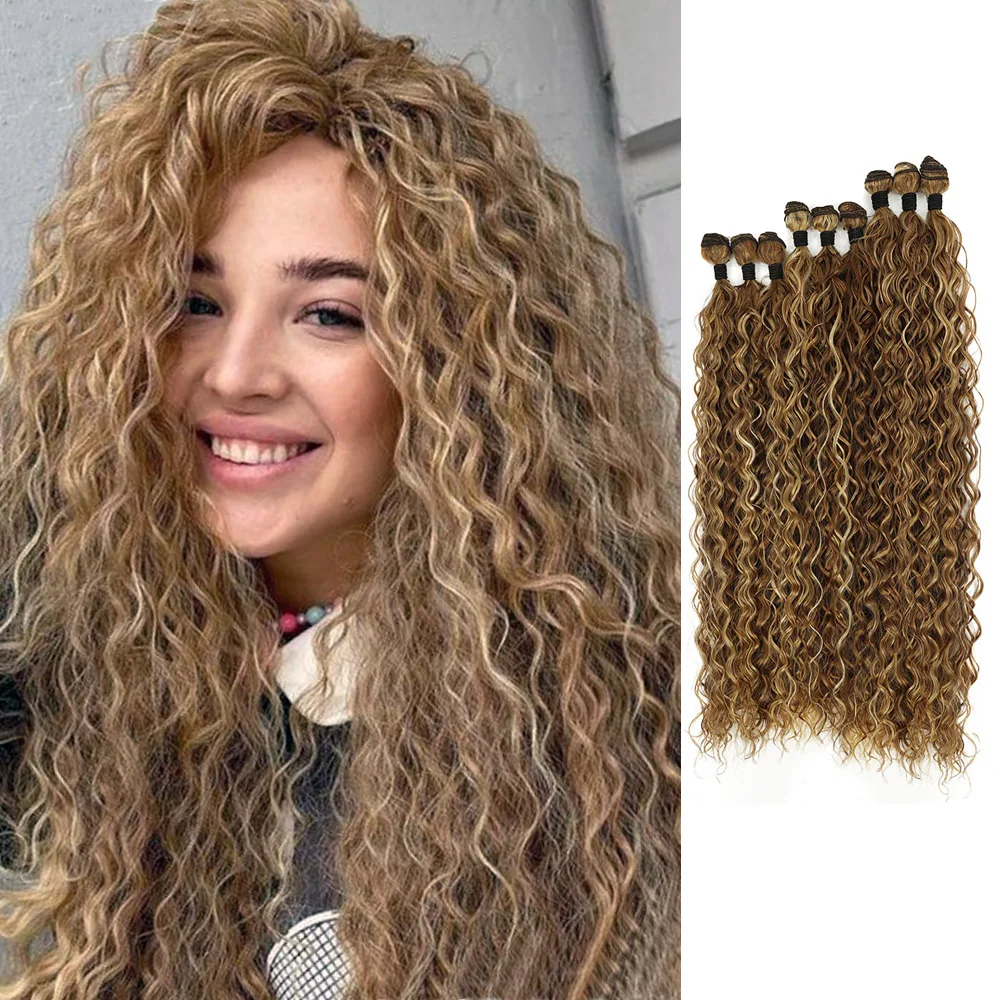 

20 24 28 дюймов синтетические кудрявые вьющиеся пучки волос для наращивания длинные плетения вьющиеся волосы оптом для женщин повседневная одежда для отпуска и фестиваля