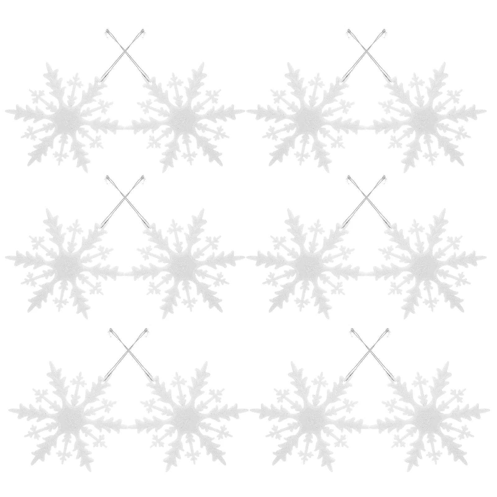 

12Pcs Christmas Snowflake Decorations White Plastic Hanging Snowflakes for Tree Winter Wonderland Ornament Bulk Set Minimalist