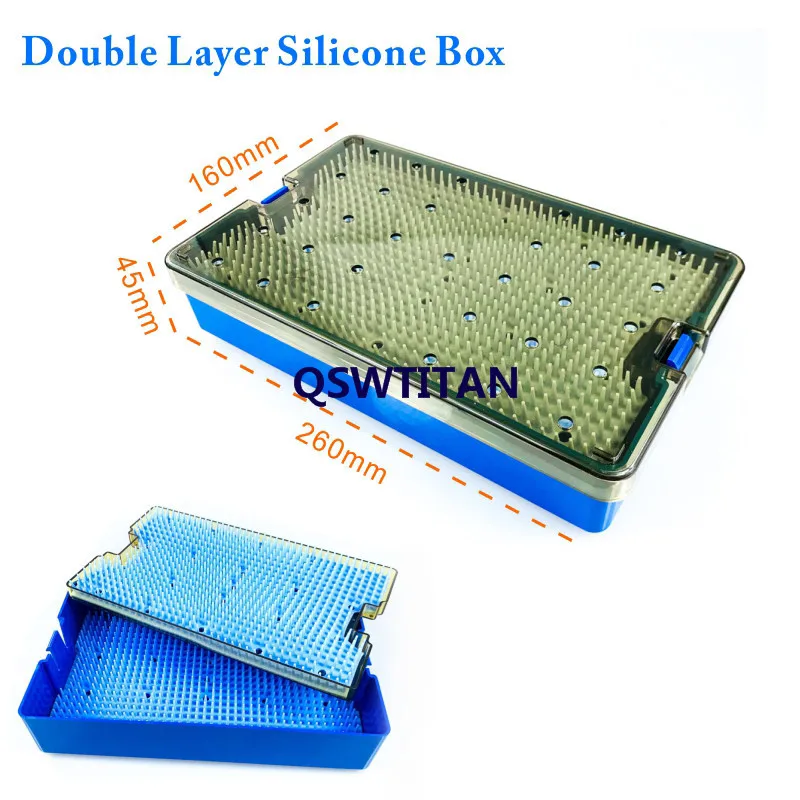 Silicone sterilization tray box Double level dental Disinfection box eye surgical instrument sterilization box