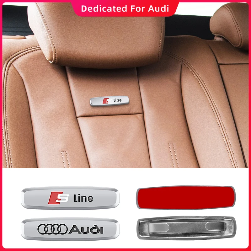 Metal Car Chairs Seat Badge Sticker Car Seat Emblem Decor For Audi Sline A3 8P 8L 8V A4 B8 B6 B7 B9 A6 C6 C7 S5 A7 A5 Q5 Q3 TT