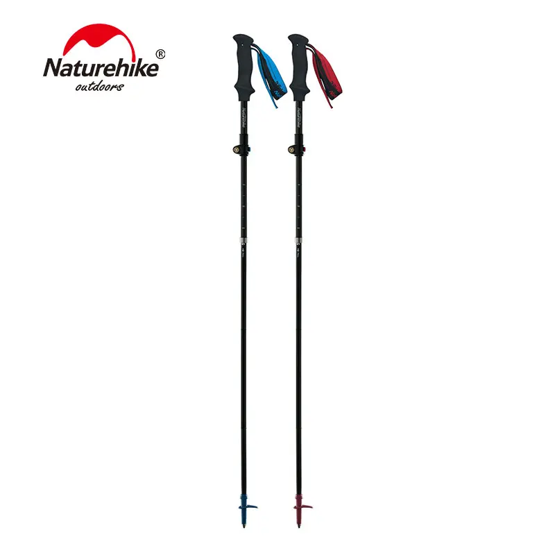 Naturehike Climbing Stick Trekking Carbon Pole Walking Hiking Alpenstock 5-Section Foldable Length Adjustable Ultralight 175g