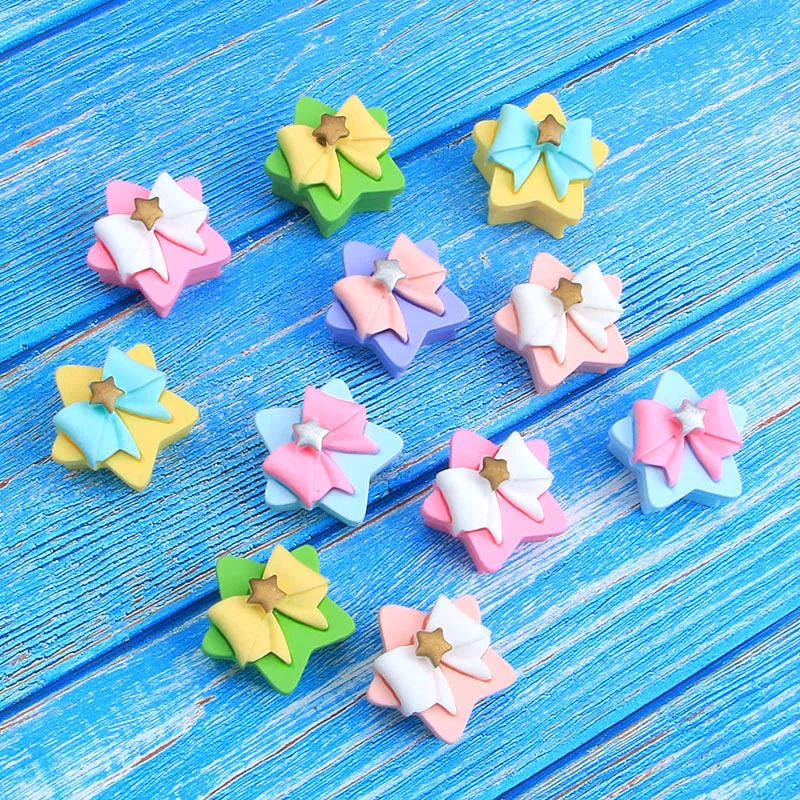 5Pcs Butterfly Bow Star Star Gift Box Resin DIY Shoes Hat Icebox Barrette Mobile Phone Case Scrapbook Cream Glue Flat Back Resin