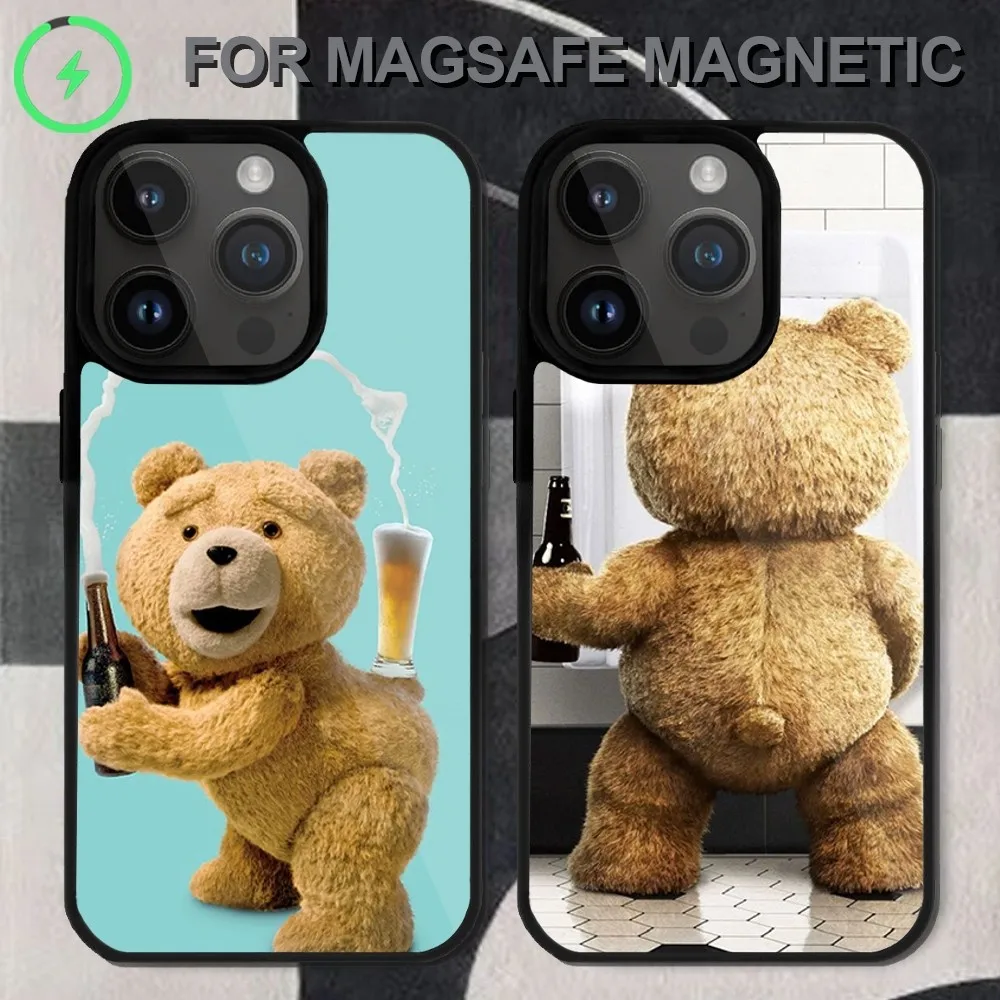 Teddy Bear Anime  Phone Case  For iPhone 14 13 12 11 15 Pro Max Magsafe Wireless Charge Plus Mini Cover