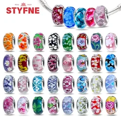 Luxury Silver 925 Colorful Flower Series Murano Glass Beads Charm Fit Original Bracelet  Murano Glass DIY for Women Jewelry Gift