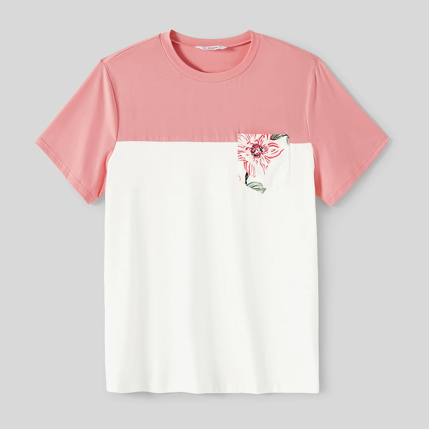 Patpat Familie passende Outfits Allover Blumen druck gekerbte Kleider mit Gürtel und Kurzarm Color block T-Shirts Sets