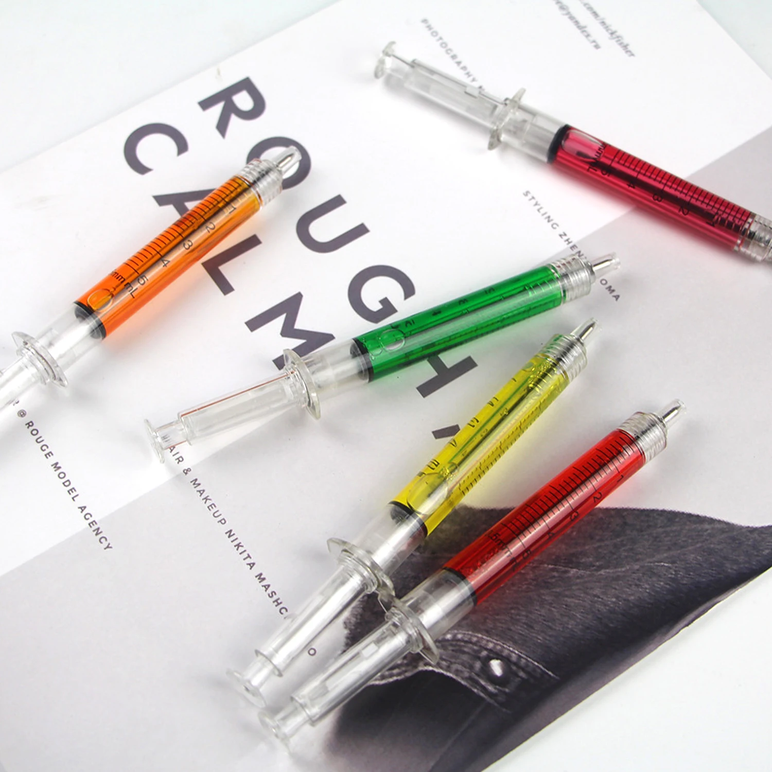 1Pc Syringe Shape Ballpoint Pens Creative Stationery Office School Supplies Student Friends Gift Simulation Injection Type Pen