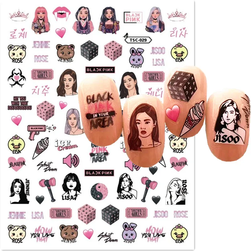 1 PC 최신 애니메이션 디자인 3D 자기 접착 템플릿 데칼 슬라이더 DIY 장식 팁 네일 아트 스티커 TSC 480