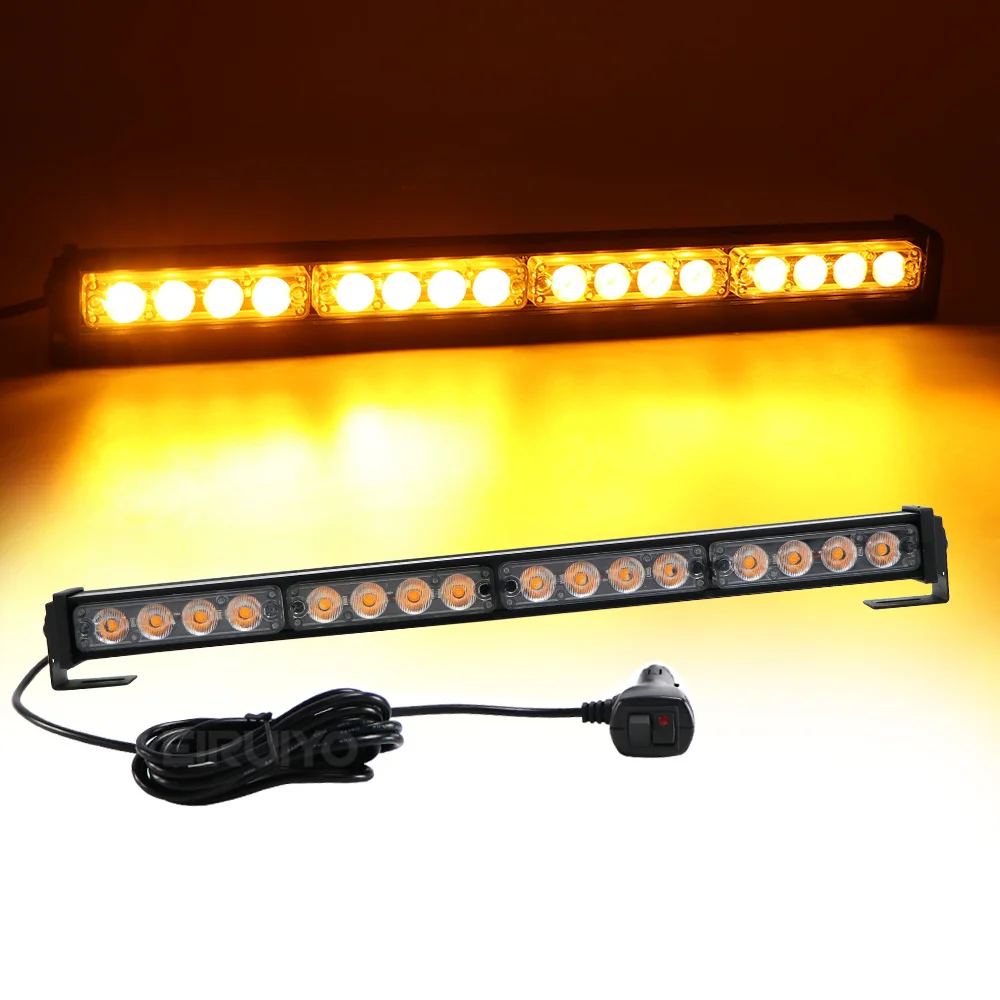 16 LED High Power 12V Car Truck LED Strobe Light Bar Fireman Police Flashing Emergency Warning Signal Waterproof Lamp 26 Modes