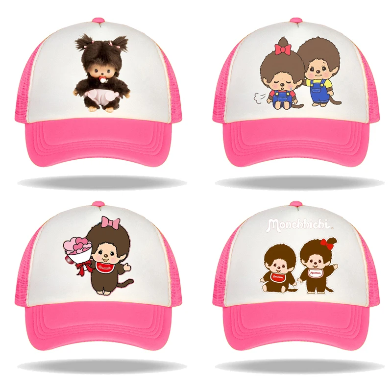 

Monchhichi Kawaii Baseball Cap Cartoon Print Sun Hat Girls Summer Casual Hats Kids Adult Adjustable Pointed Caps Birthday Gifts
