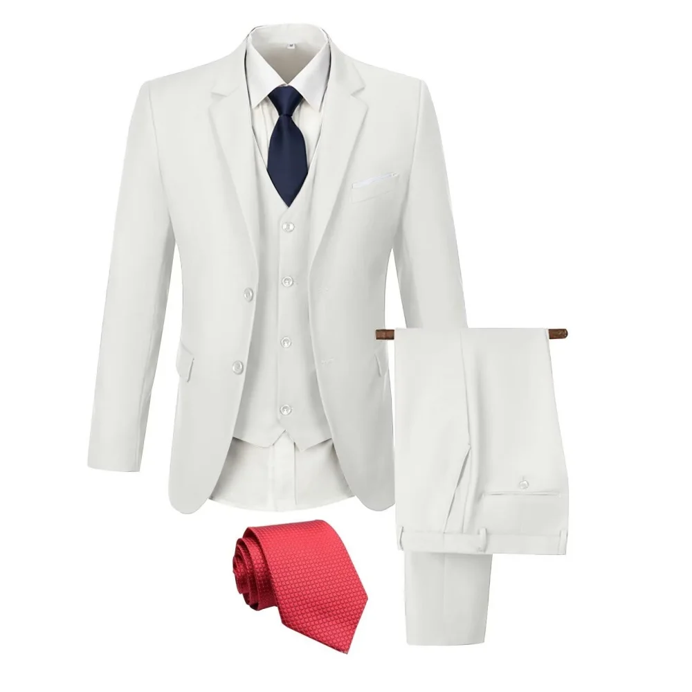 بدلة Terno الرسمية للرجال مكونة من 3 قطع مع سترة عادية وسروال للمناسبات غير الرسمية لحفلات الزفاف