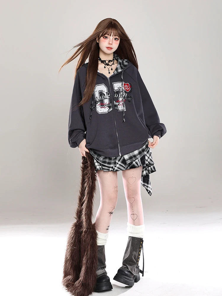 Highstreet Sweet Cool Hot Girl Y2k Skirt High Waist A-line Casual All-matched Irregular Plaid Mini Skirts for Women Spring 2025