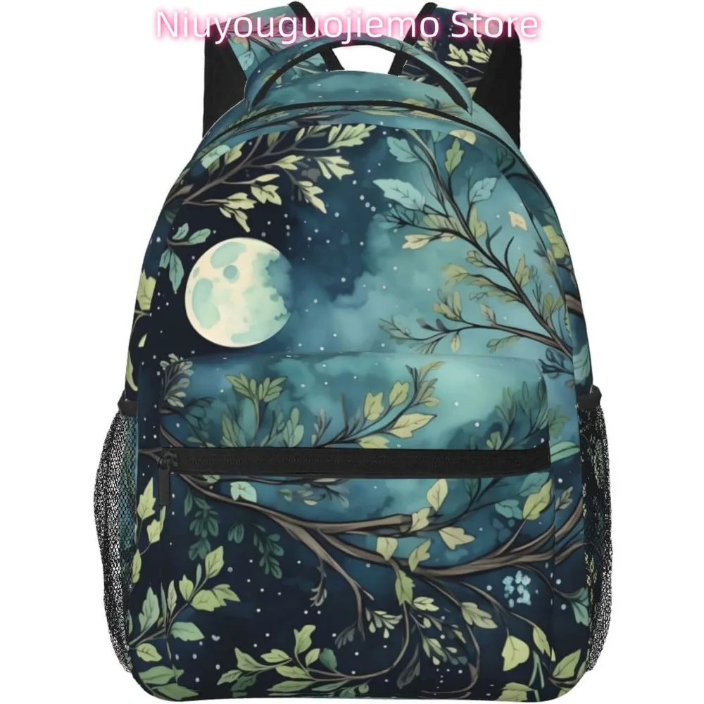 

Легкий рюкзак для ноутбука Night Moon Plant, легкий многоцелевой дорожный повседневный рюкзак унисекс, студенческие рюкзаки для мужчин и женщин