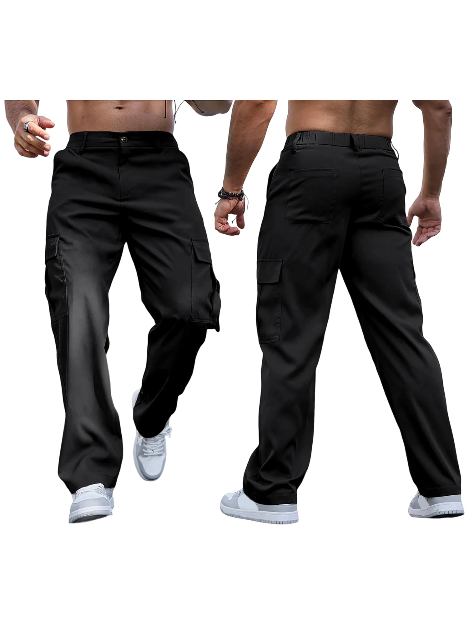 

Men s Summer Lightweight Cargo Shorts Solid Color Multi Pockets Loose Fit Outdoor Beach Bottoms Casual Trousers